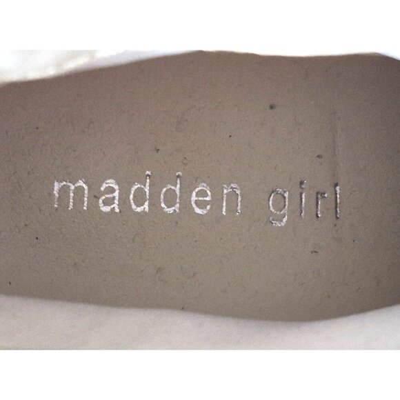 Madden Girl Women Ankle Boots Block Heel Snake Skin Print Zips 7M Cream Gray - Picture 11 of 12